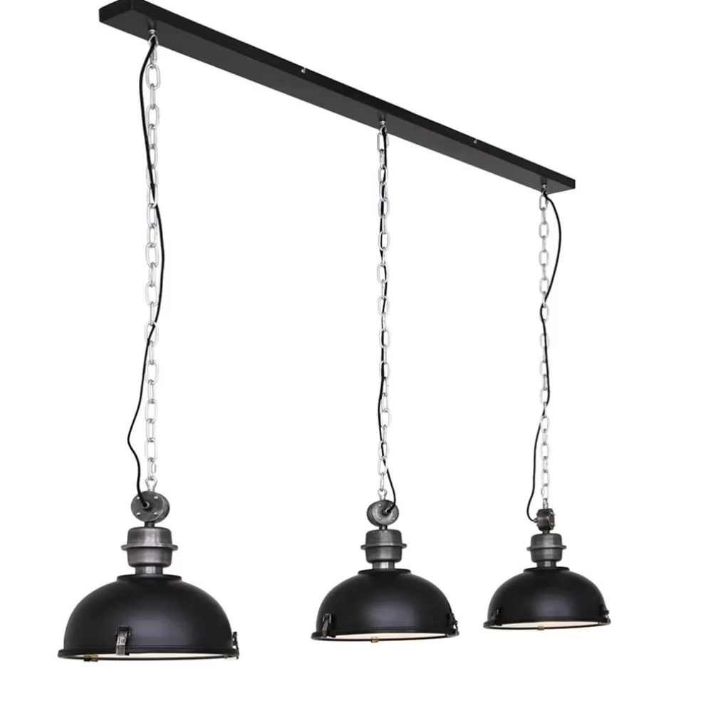 Outlet Straluma Industriële 3-lichts hanglamp bikkel mat zwart