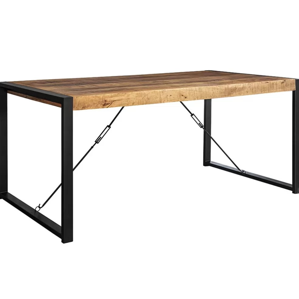 Fashion Straluma Industriële eettafel mangohout met zwart 160x90 cm