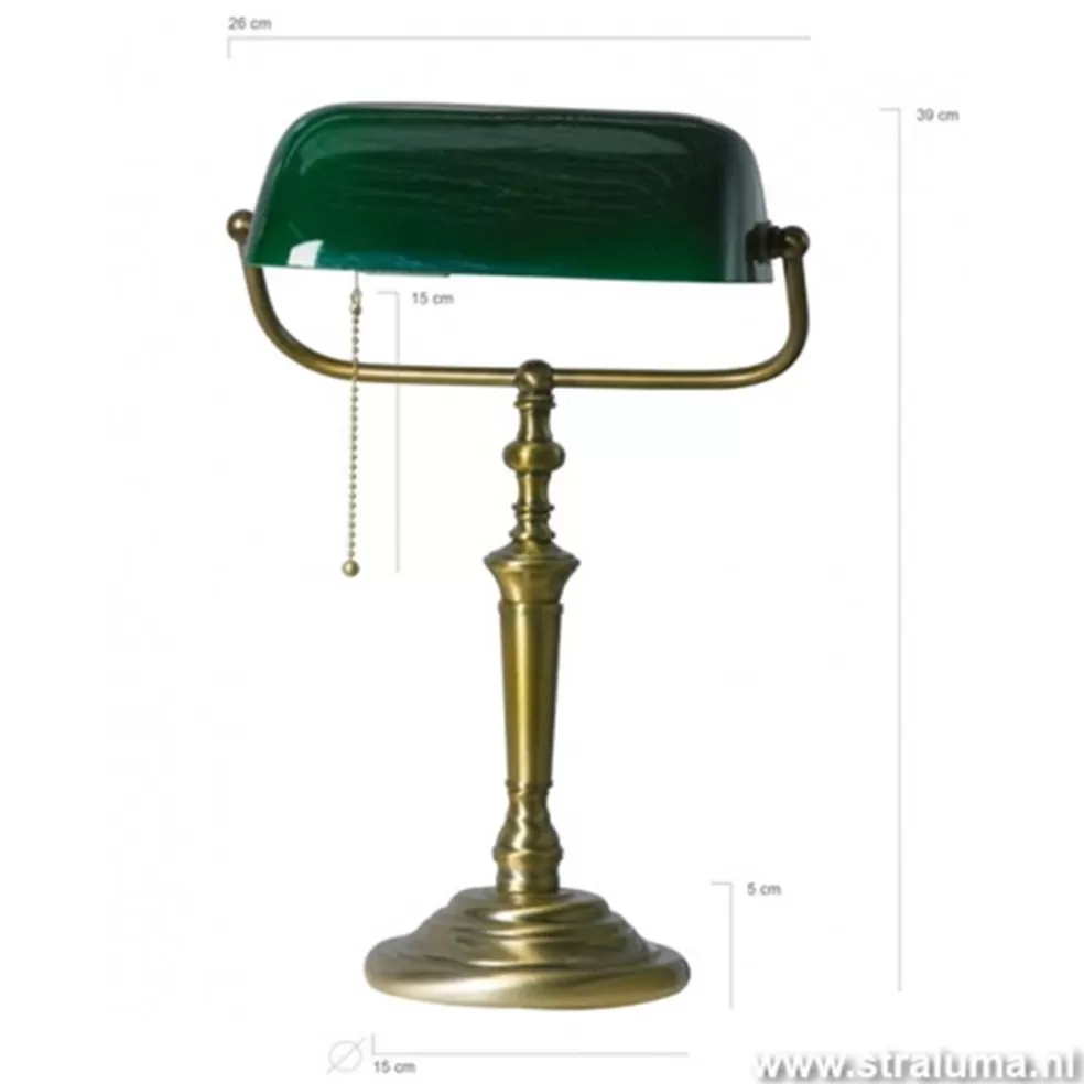 Sale Straluma Klassieke bankierslamp groen met Brons