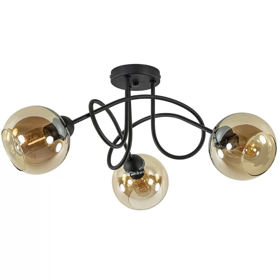 Discount Straluma Klassieke plafondlamp 3-lichts met amber glas