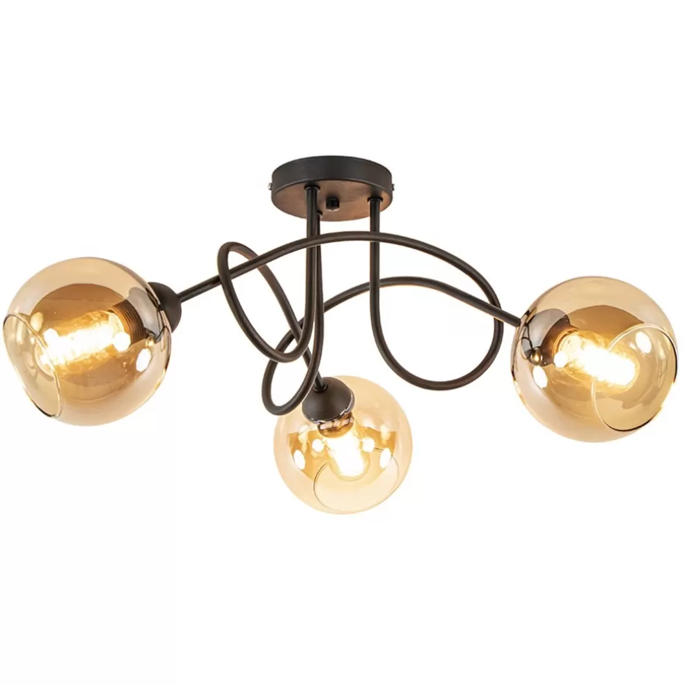 Discount Straluma Klassieke plafondlamp 3-lichts met amber glas