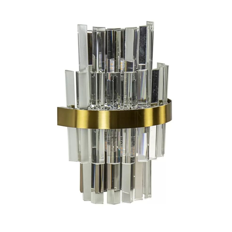 Hot Straluma Klassieke wandlamp brushed brass met helder kristal