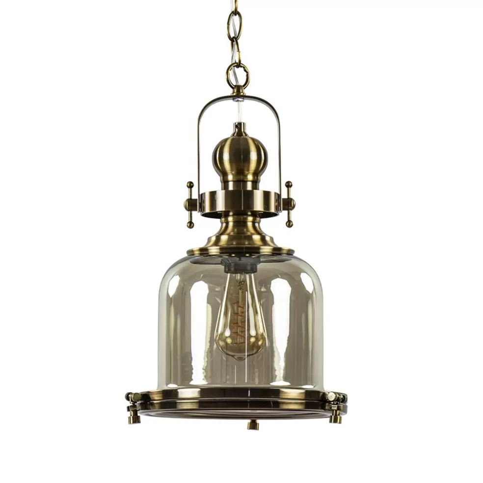 Discount Straluma Kleine hanglamp brons met amber glas