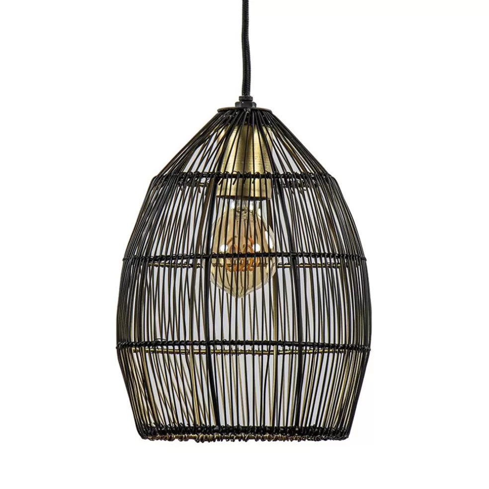 Sale Straluma Kleine hanglamp Meya zwart met goud draad