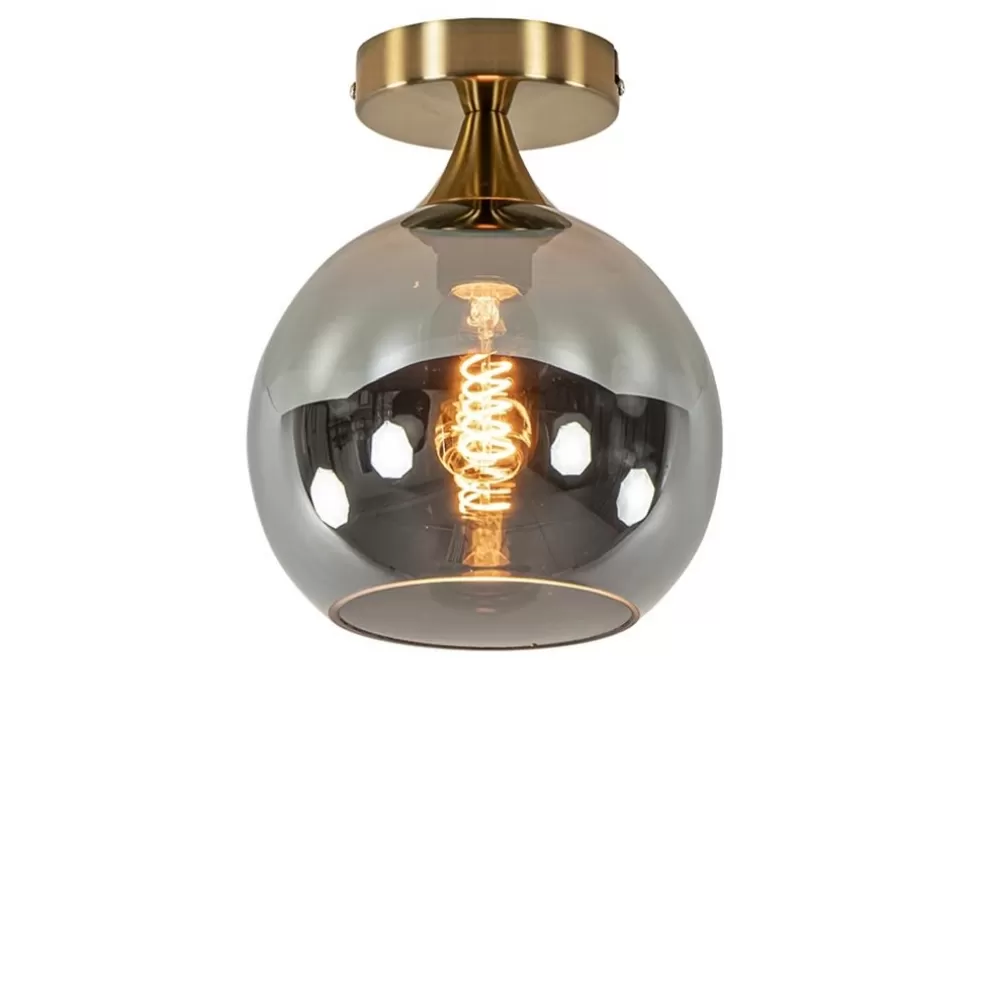 Fashion Straluma Kleine plafondlamp goud met smoke glas