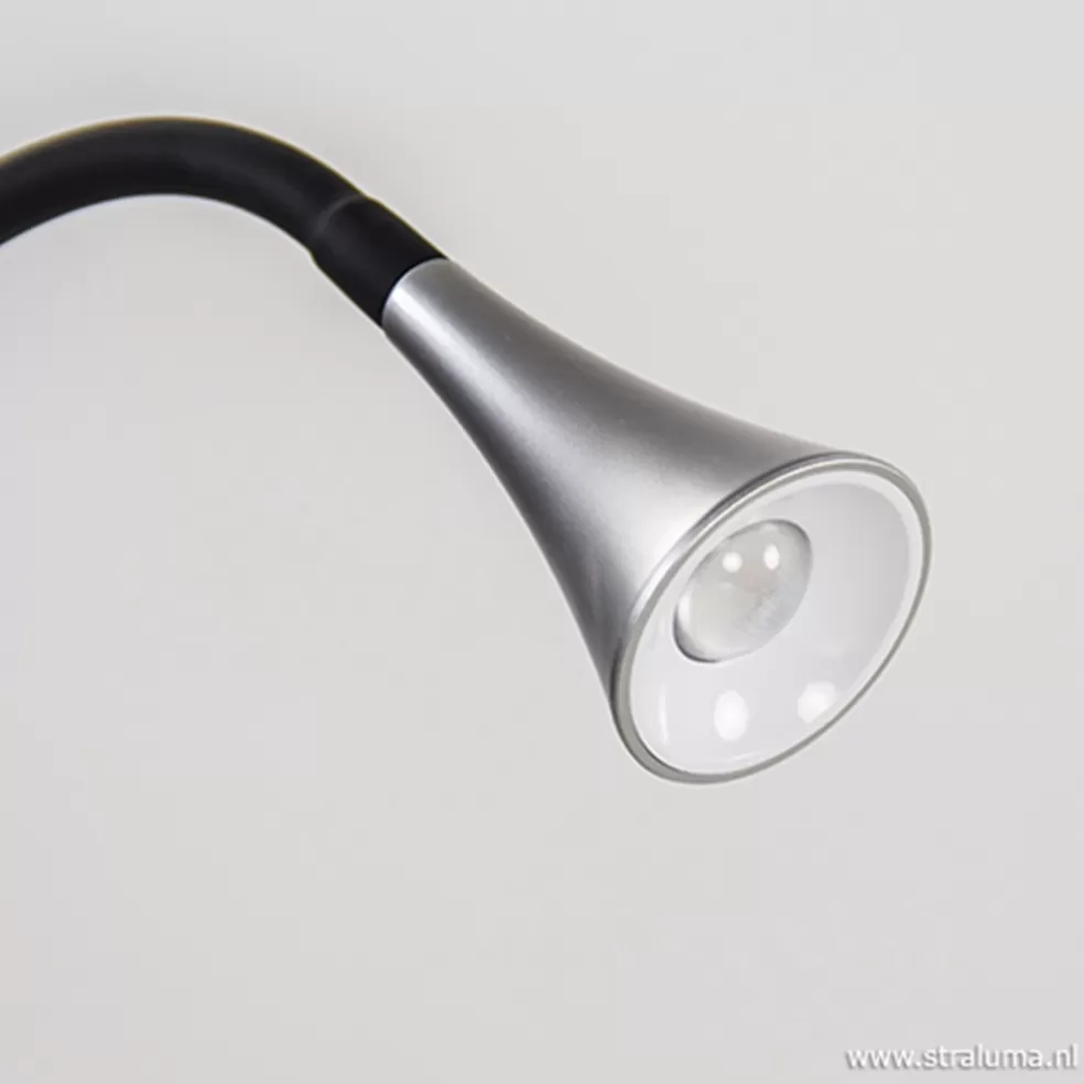 Online Straluma LED klemlamp/klemspot zwart met zilver