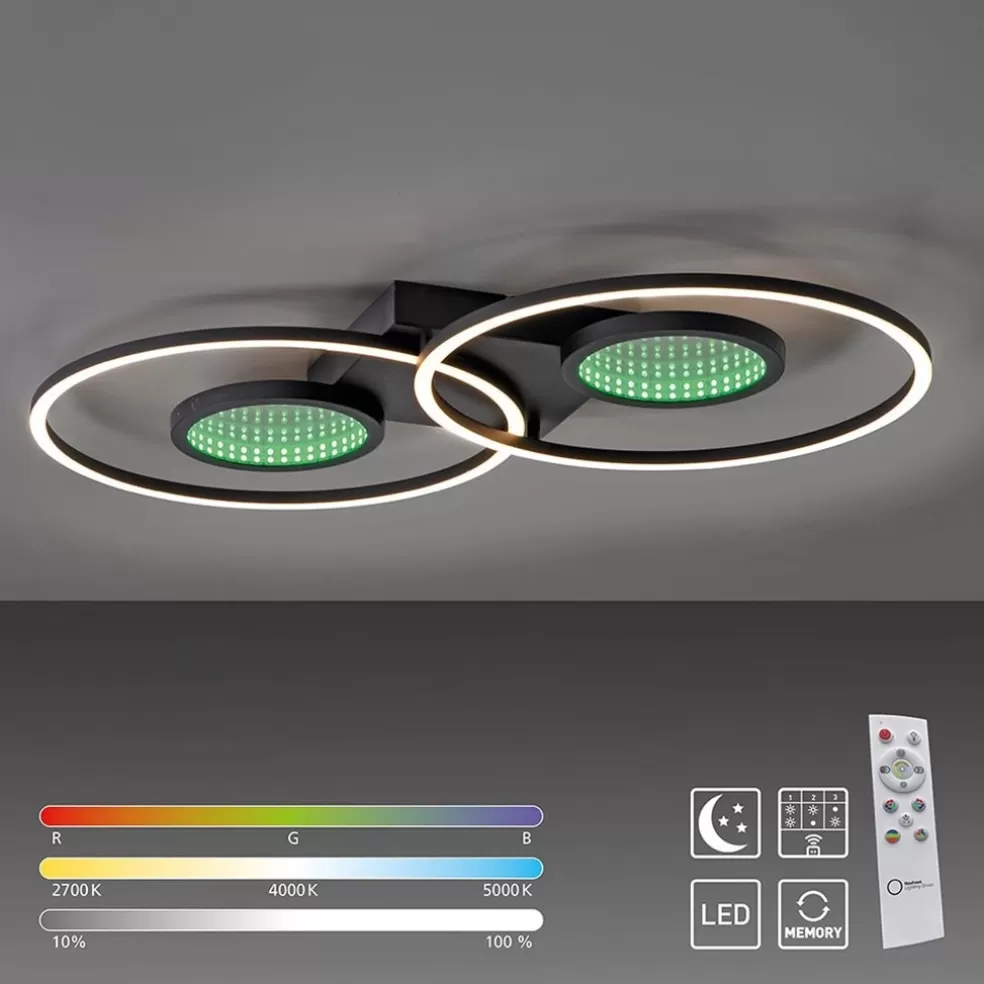 Store Straluma LED plafondlamp zwart ringen met RGB en memory