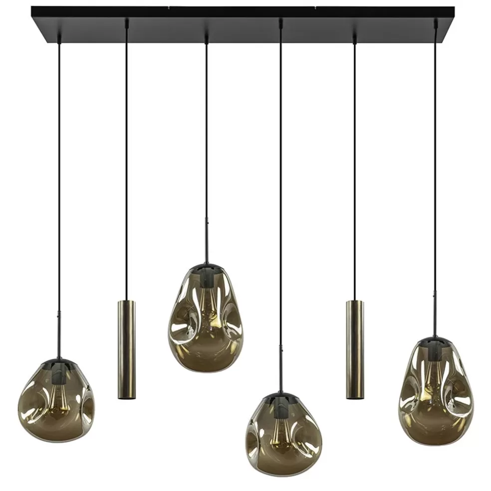 Clearance Straluma Luxe 6-lichts hanglamp met goud glas en cilinders