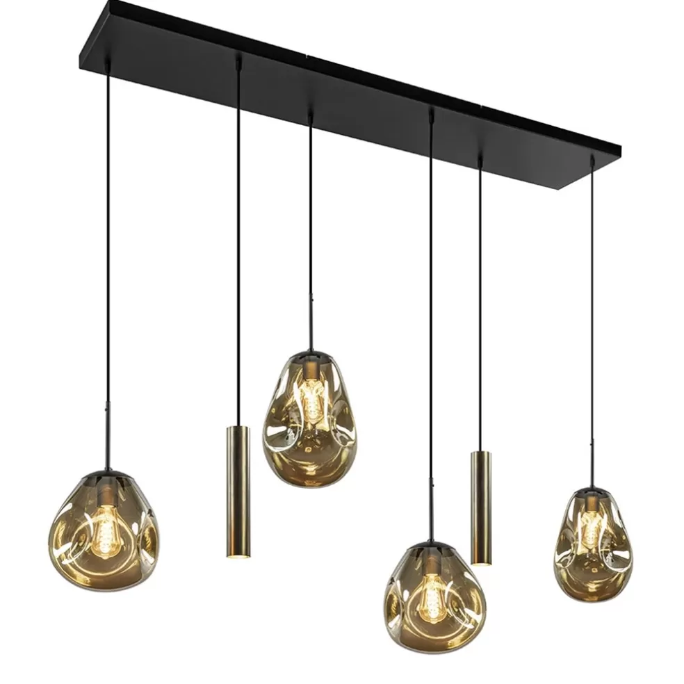 Clearance Straluma Luxe 6-lichts hanglamp met goud glas en cilinders