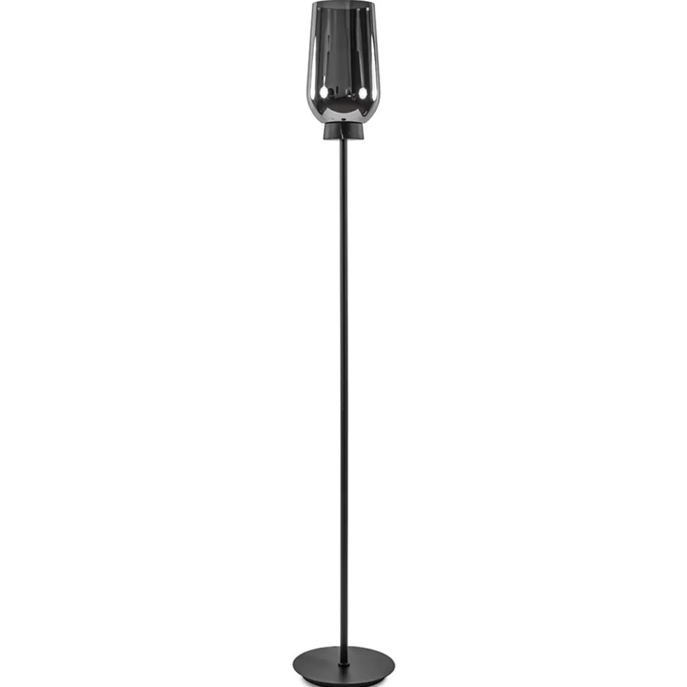 Outlet Straluma Luxe vloerlamp zwart marmer met smoke glazen kap