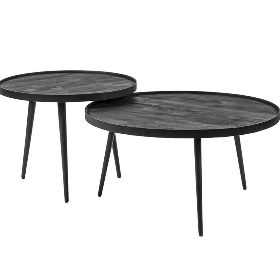 Discount Straluma Mango houten koffietafel set van 2 zwart