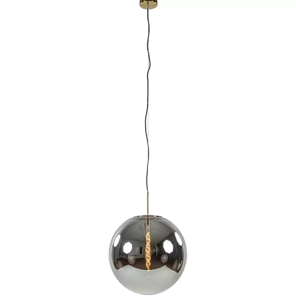 Online Straluma Medina hanglamp bol XL smoke glas met brons