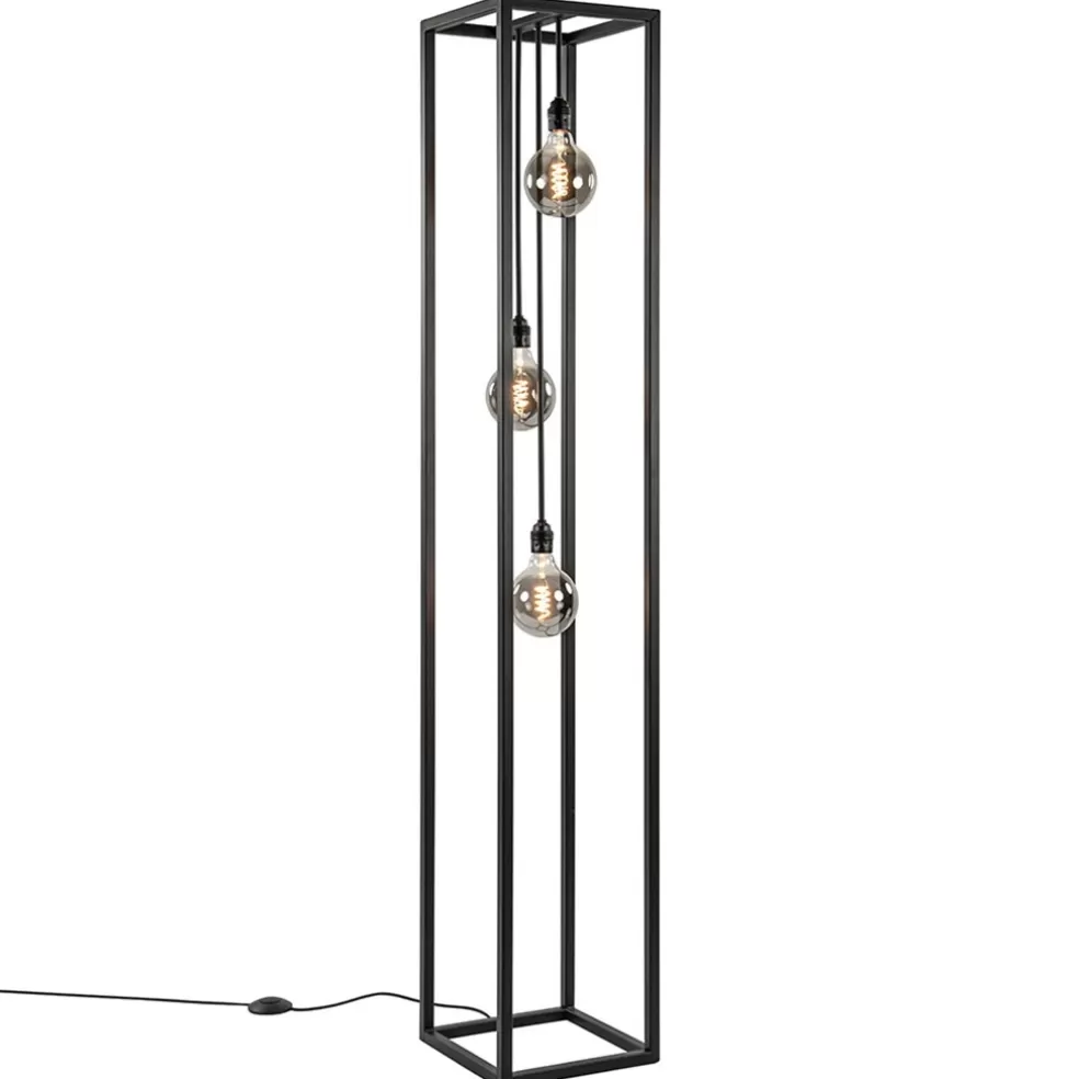 Discount Straluma Metalen design vloerlamp zwart frame rechthoek