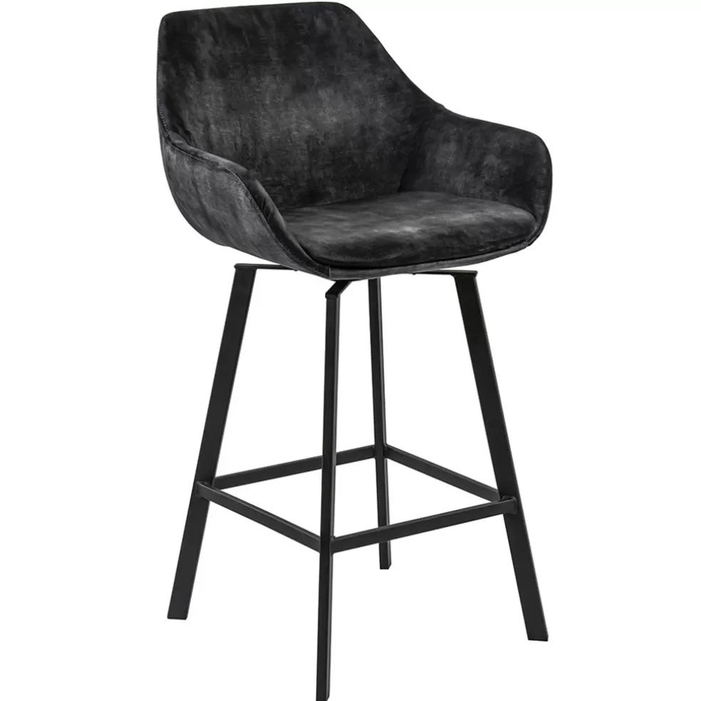 Best Sale Straluma Moderne barkruk met draaibare zitting velvet antraciet