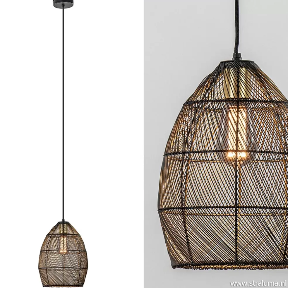 Best Straluma Moderne draad hanglamp Meya zwart met goud