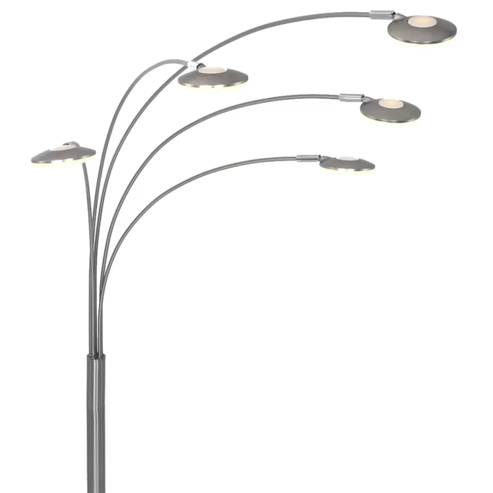 Discount Straluma Moderne LED vloerlamp 5-lichts geborsteld staal dimbaar