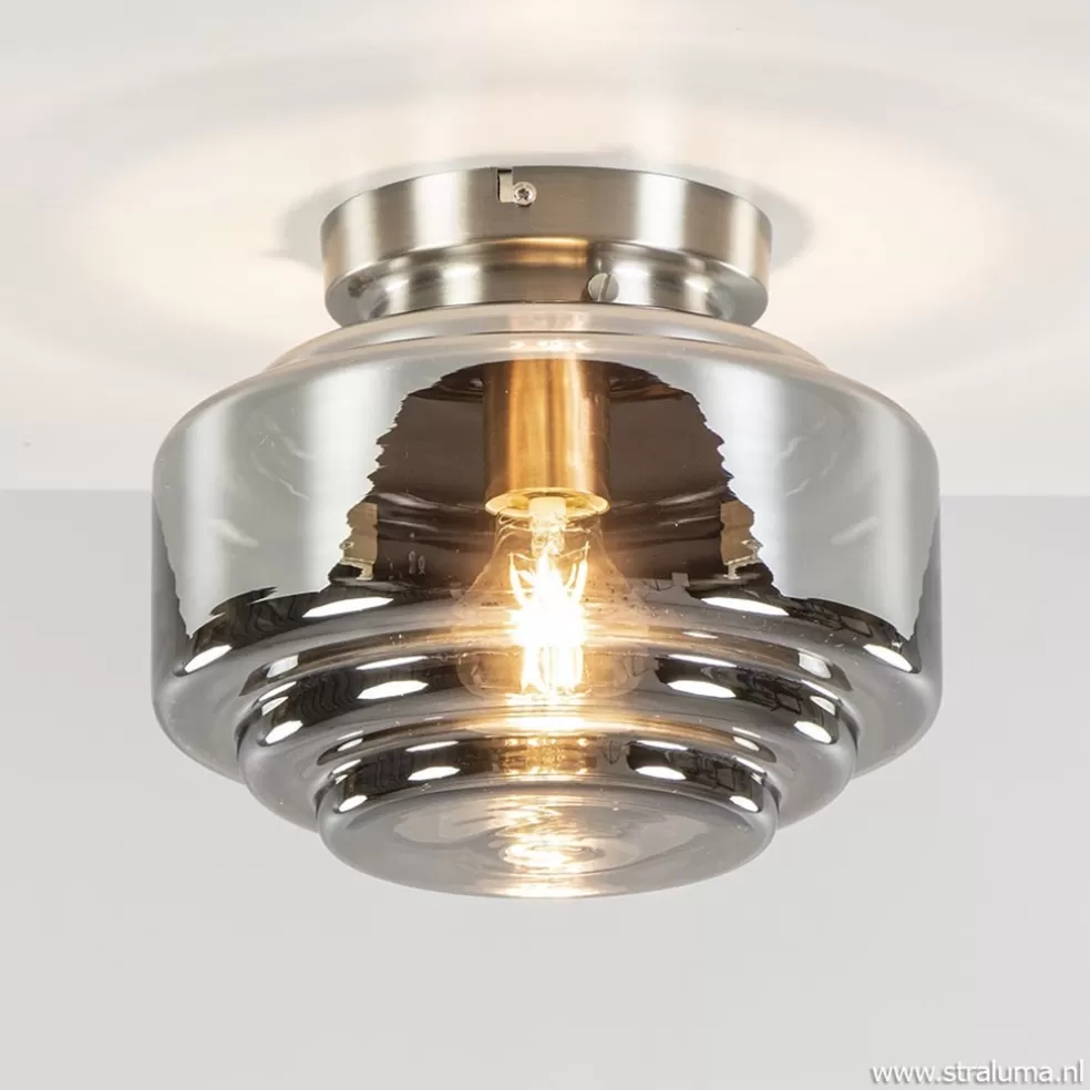 Clearance Straluma Moderne plafondlamp nikkel met smokey glas