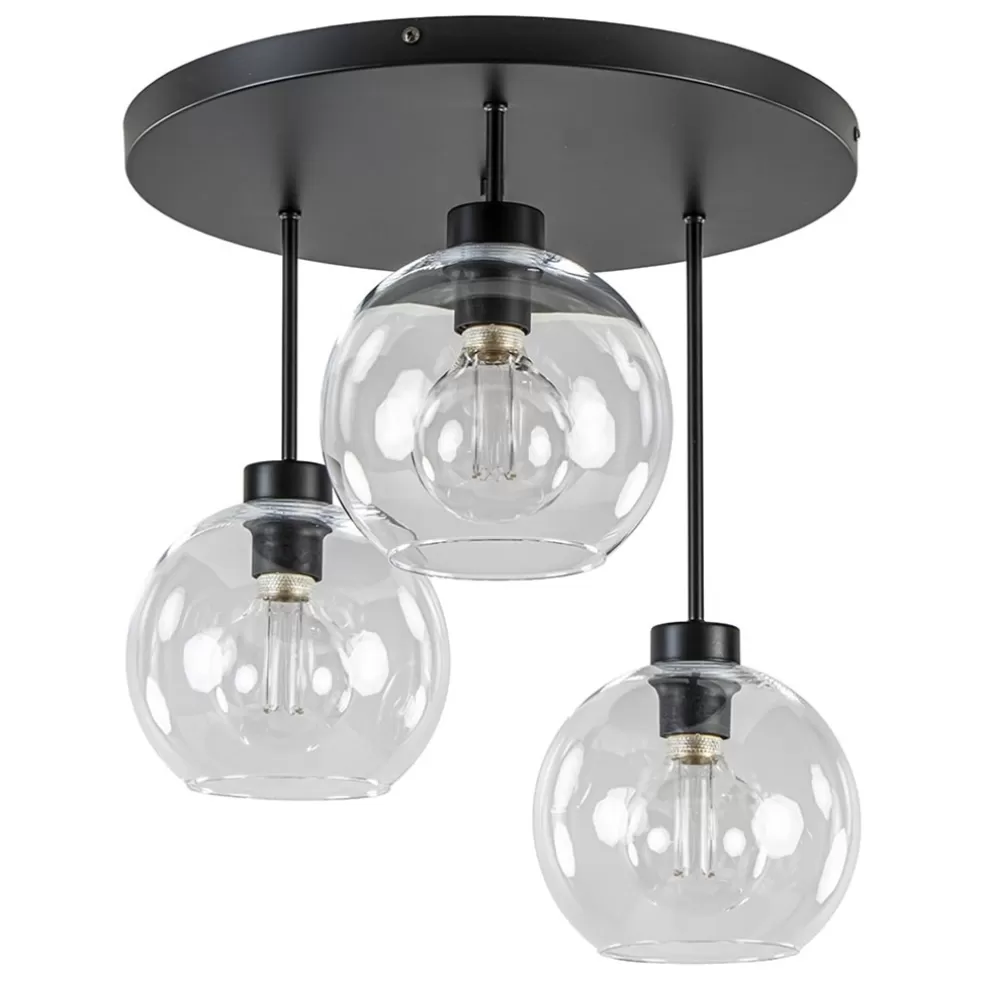 Cheap Straluma Moderne plafondlamp zwart met 20 cm helder glas