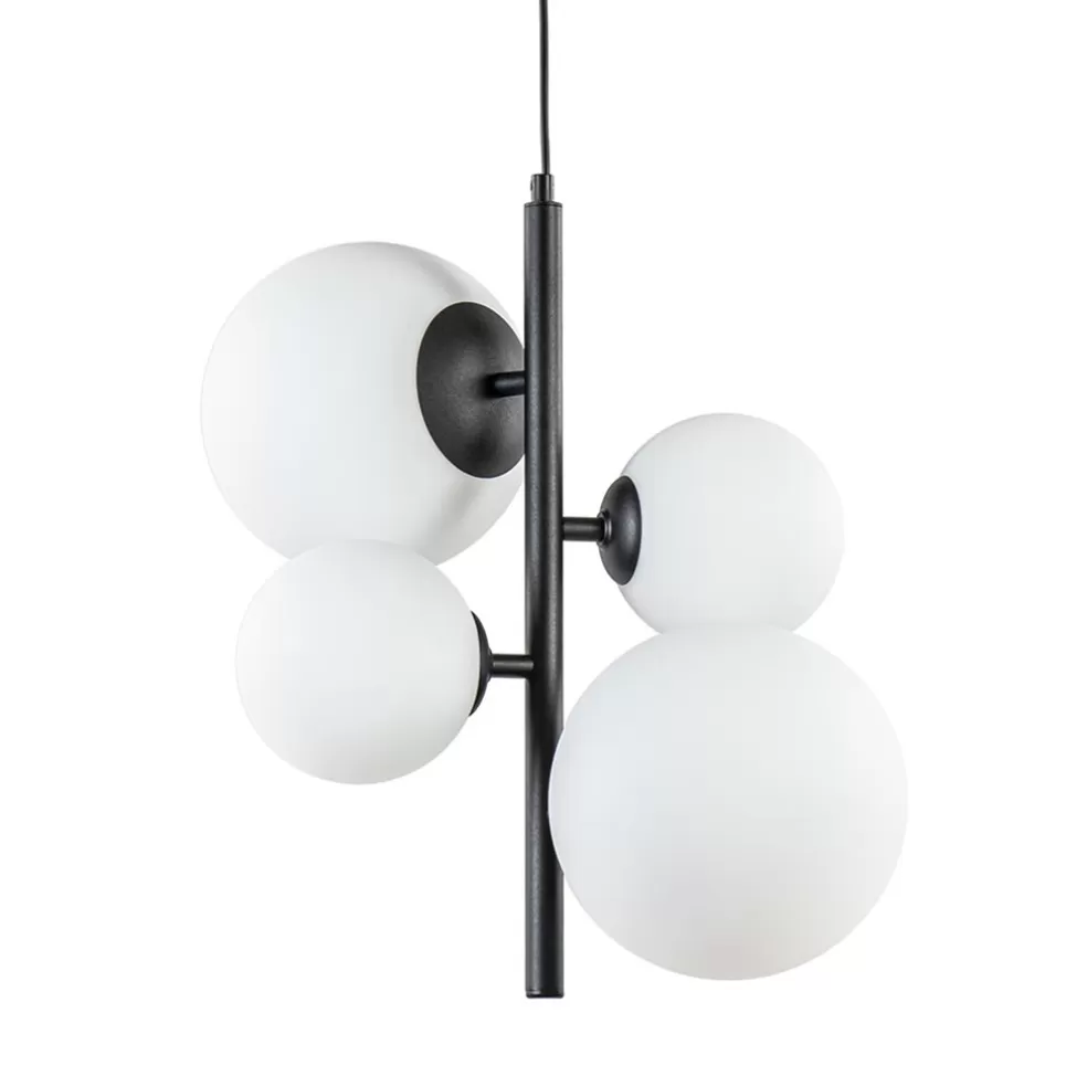 Clearance Straluma Moderne retro hanglamp zwart met witte bollen