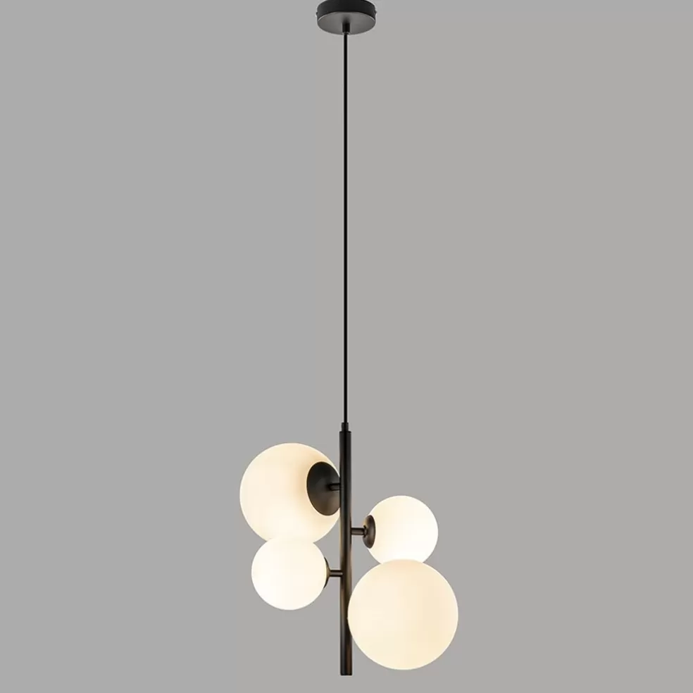 Clearance Straluma Moderne retro hanglamp zwart met witte bollen