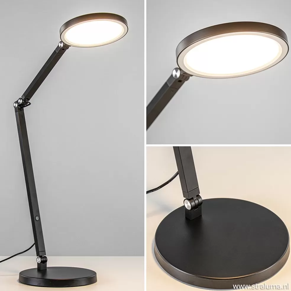 Hot Straluma Moderne tafel/bureaulamp zwart met dimbaar LED