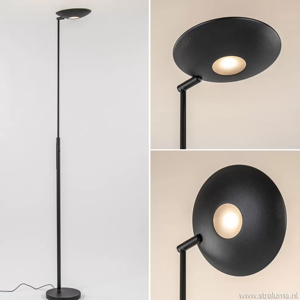 Clearance Straluma Moderne uplighter zwart met dimbaar LED