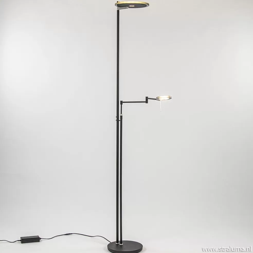 Store Straluma Moderne uplighter/leeslamp zwart met smoke glas