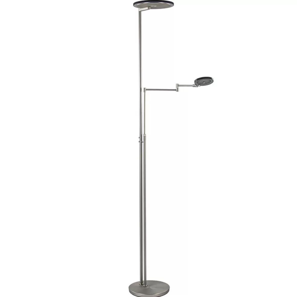 Store Straluma Moderne vloerlamp uplighter staal met smoke glas