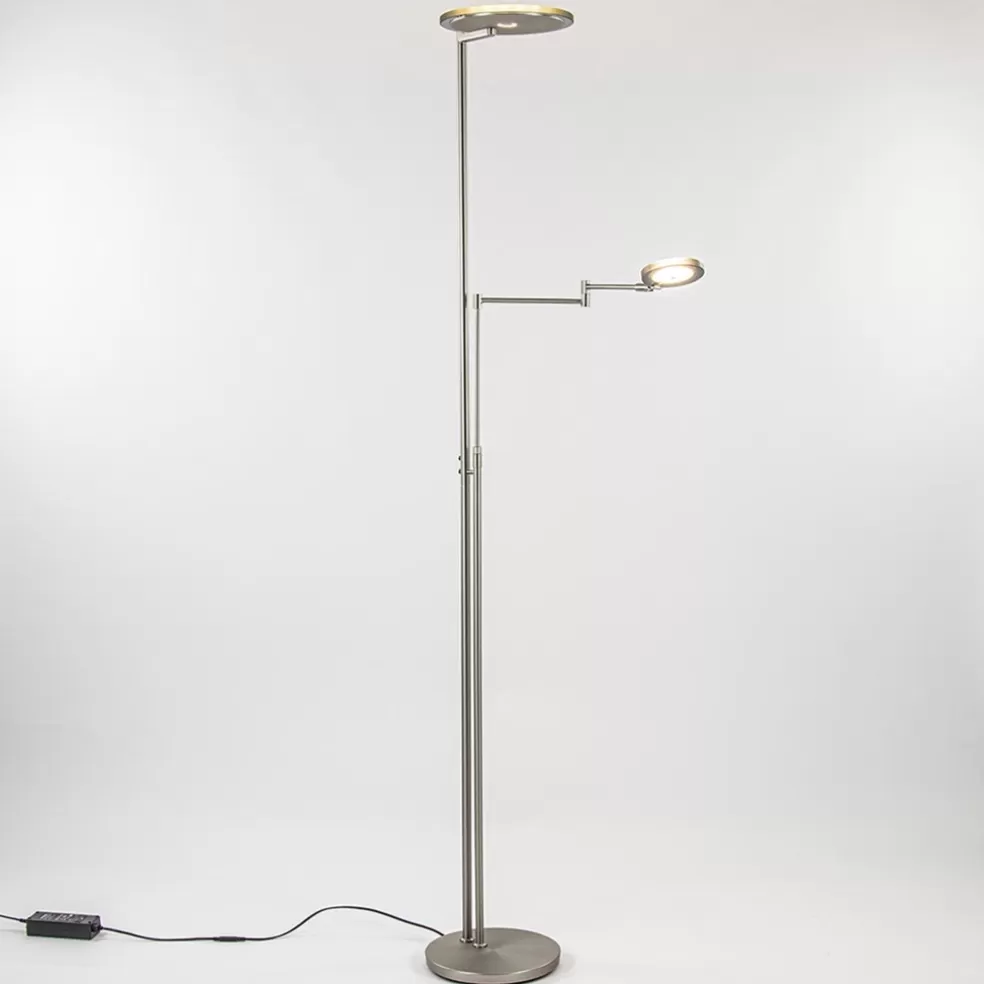 Store Straluma Moderne vloerlamp uplighter staal met smoke glas