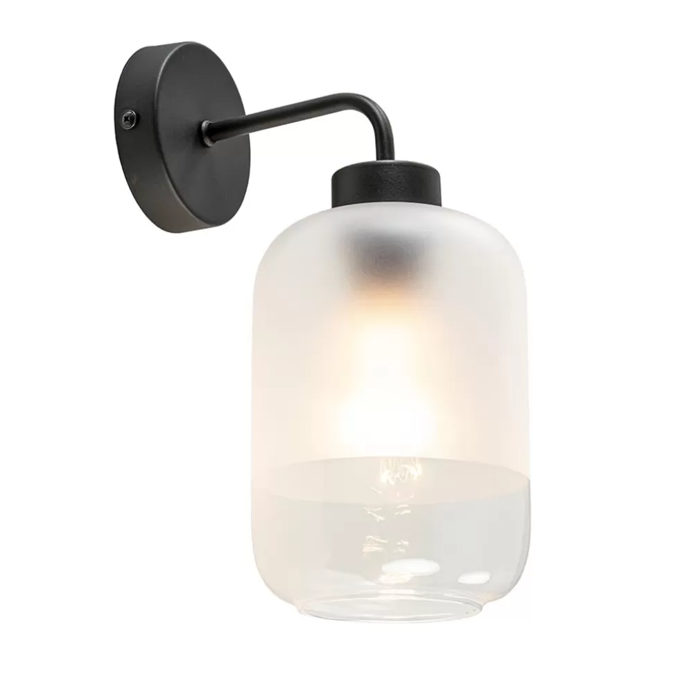 Discount Straluma Moderne wandlamp zwart met helder/mat glas