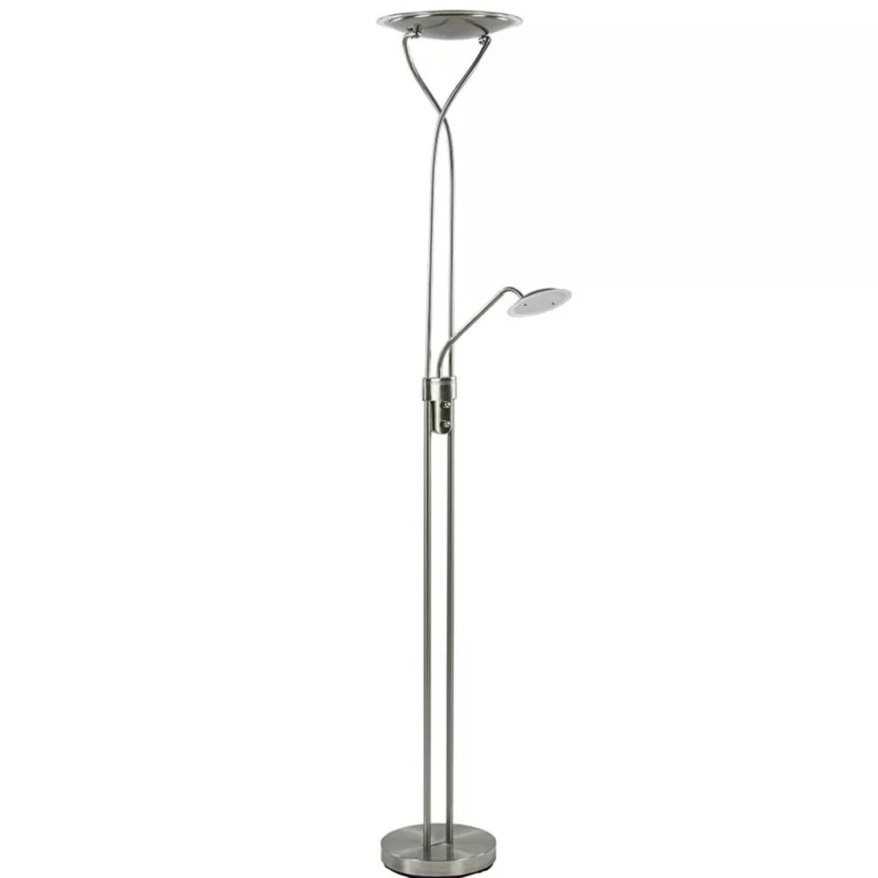 Best Sale Straluma Nikkel vloerlamp met LED uplighter en leeslamp