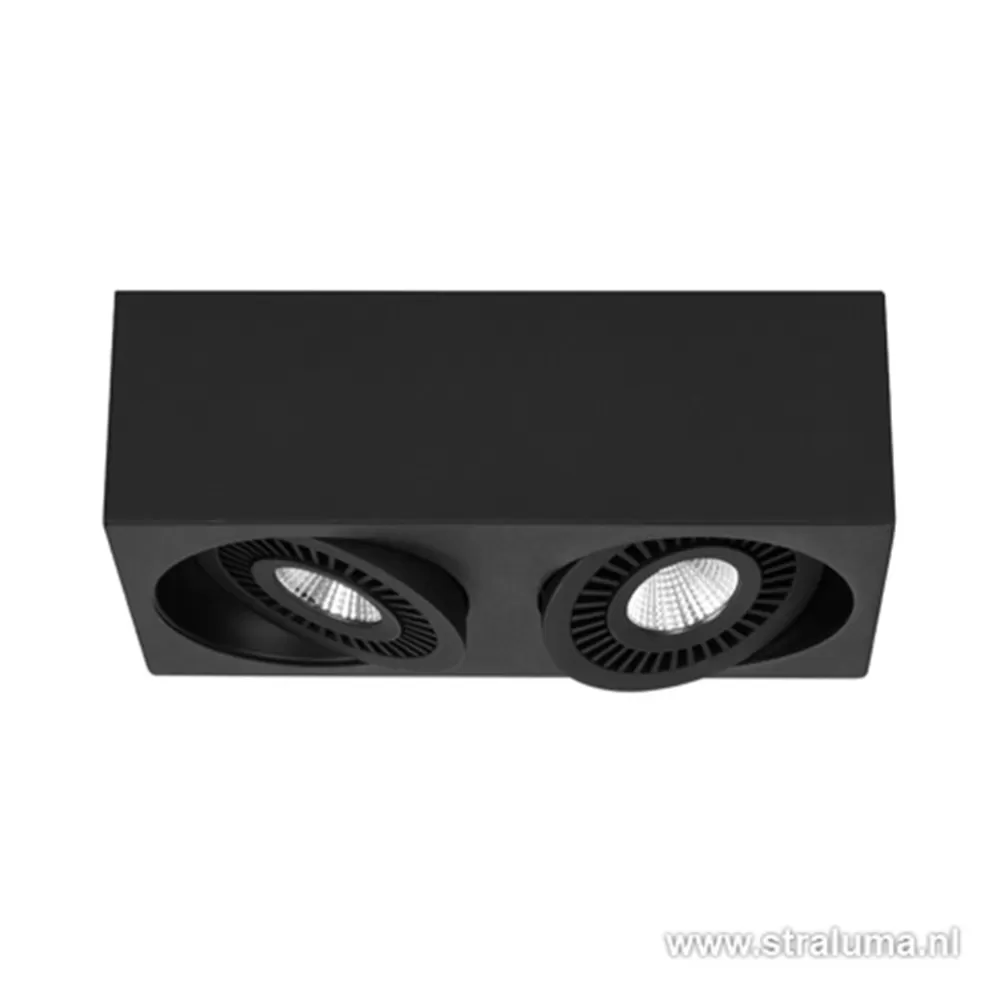 Cheap Straluma Opbouwspot box zwart 2-lichts led