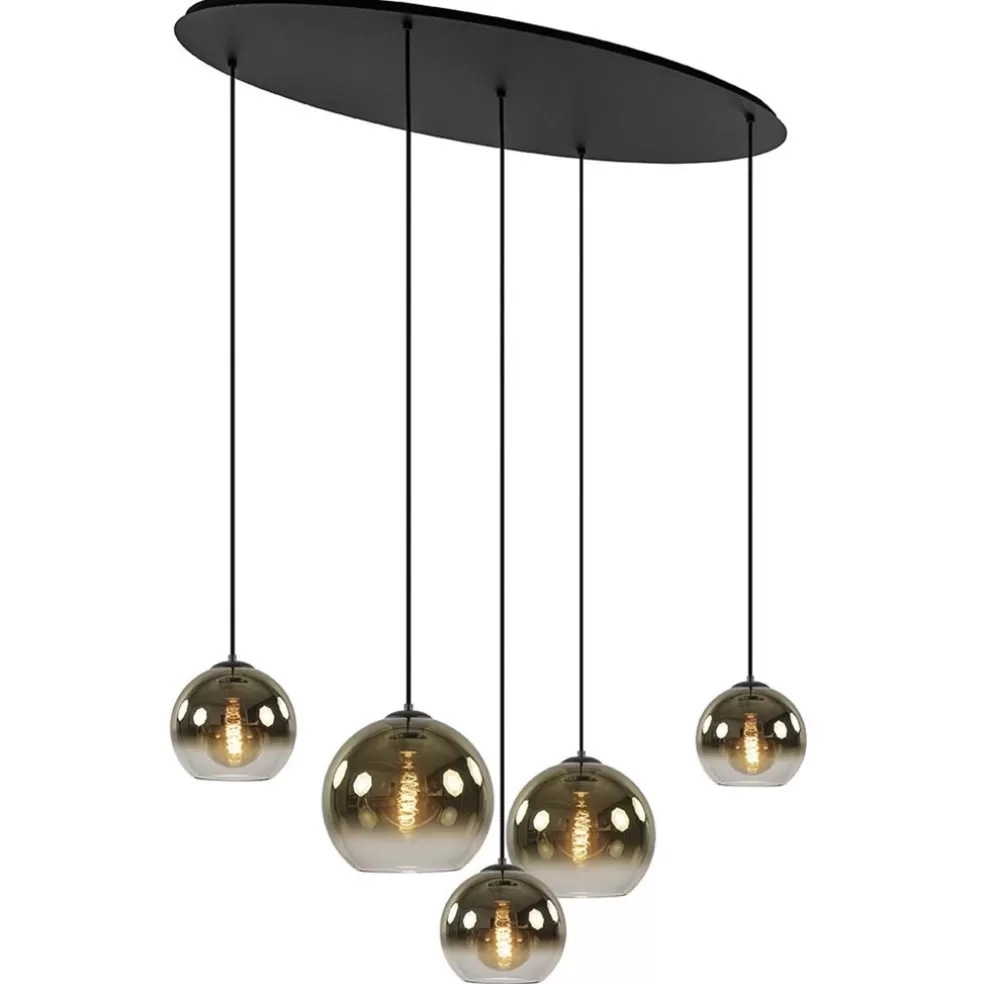 Outlet Straluma Ovale 5-lichts hanglamp met glazen bollen gold gradient