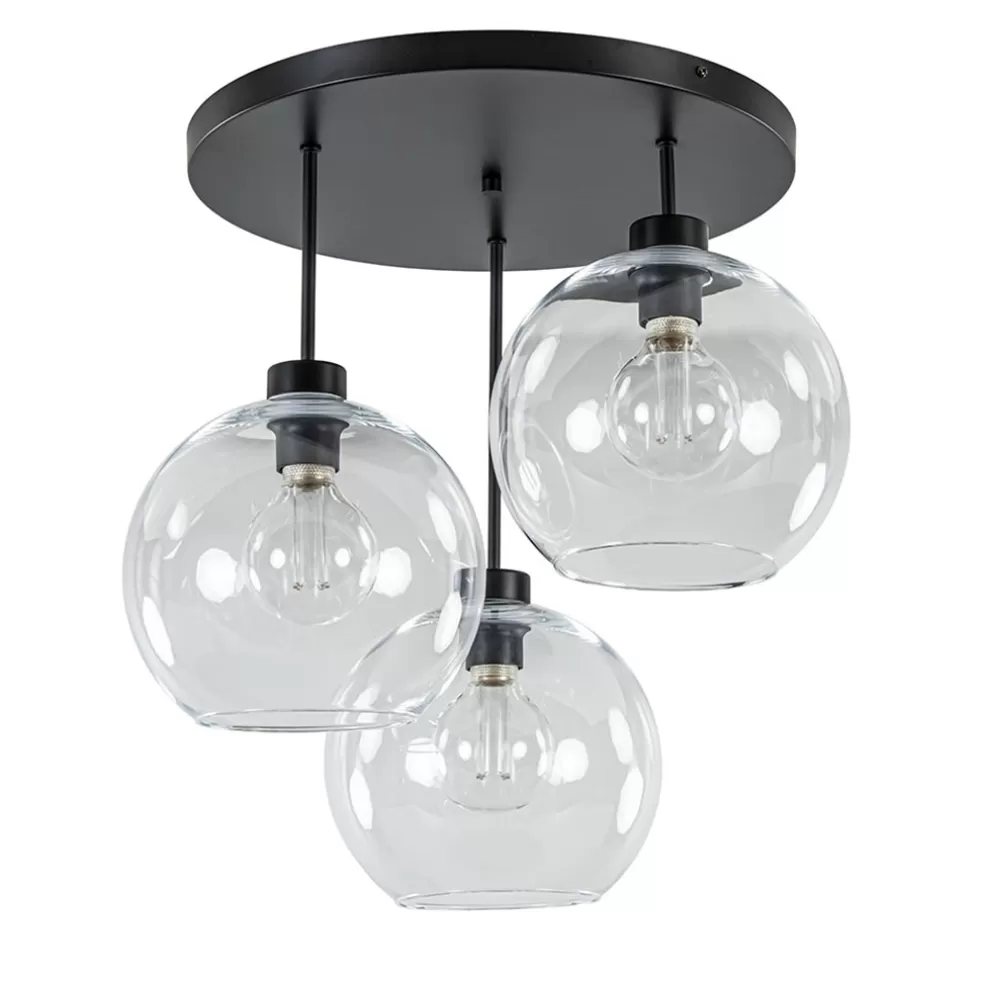 Online Straluma Plafondlamp 3-lichts zwart + helder glas 25cm