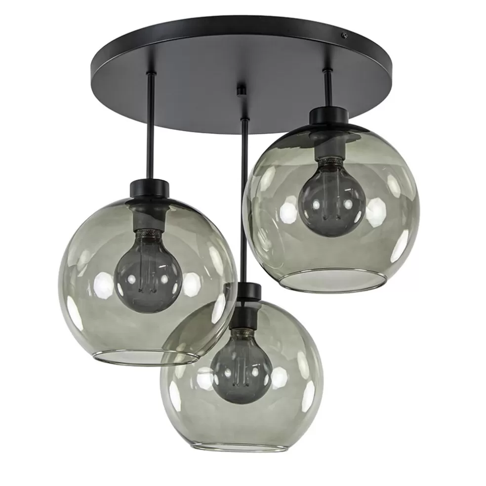 Flash Sale Straluma Plafondlamp 3-lichts zwart + smoke glas 25cm