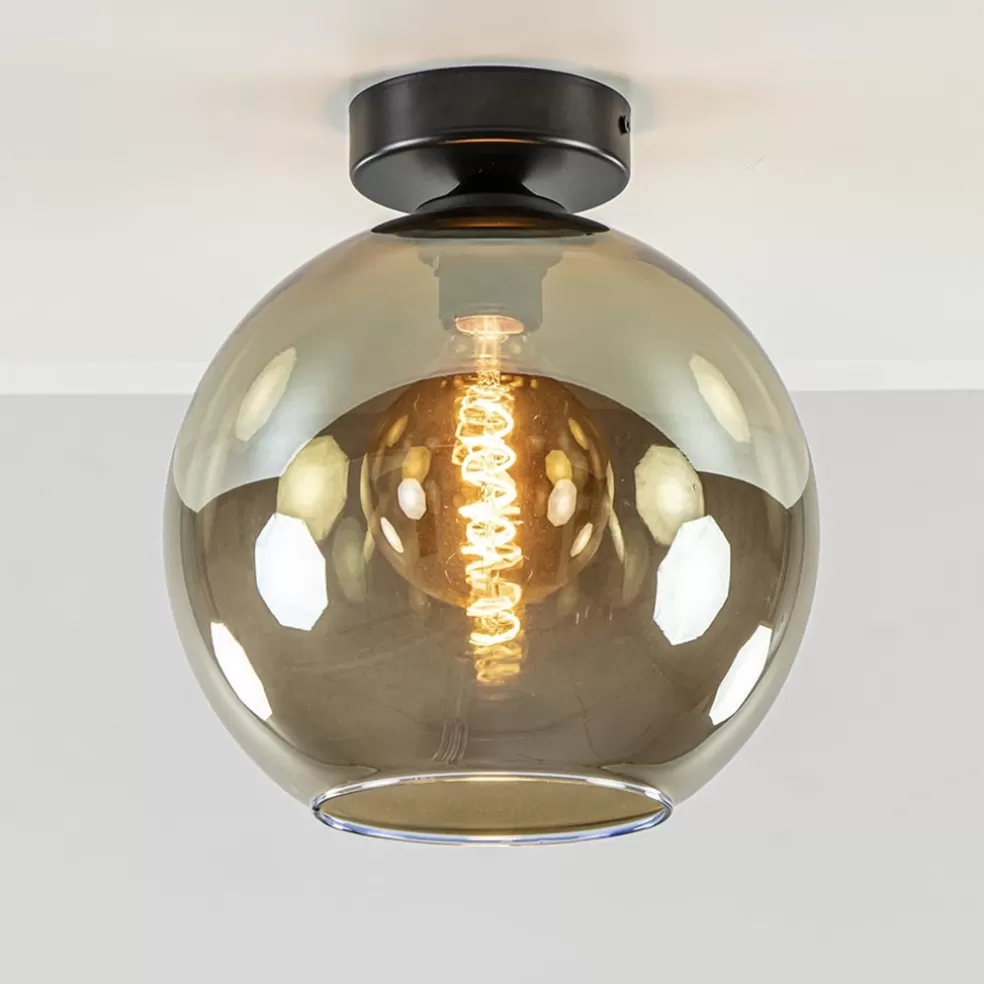 Online Straluma Plafondlamp Bella zwart+smoke glas 25cm