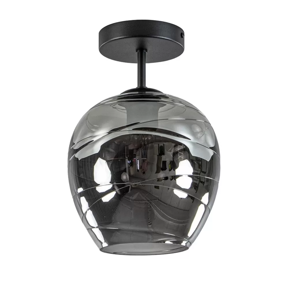 Discount Straluma Plafondlamp Fantasy 1L zwart + smoke glas