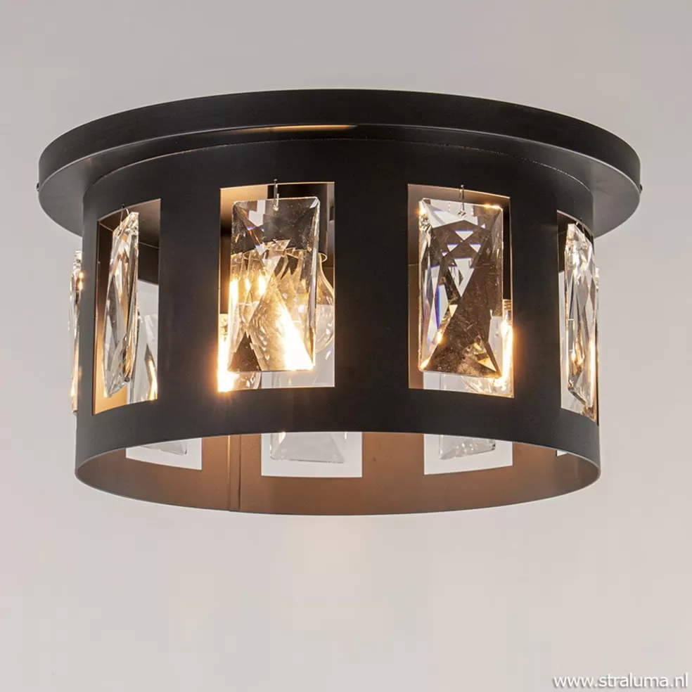 Hot Straluma Plafondlamp Kristall Black met pegels