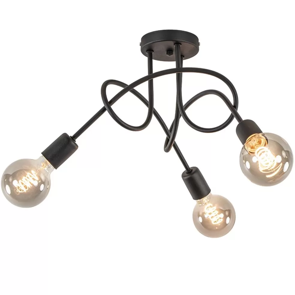 Best Straluma Plafondlamp Krul 3L zwart ex. e27 lb.