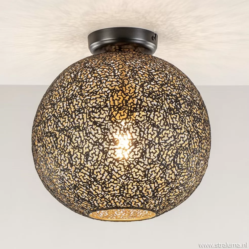 Shop Straluma Plafondlamp Oronero bol zwart/goud 30cm