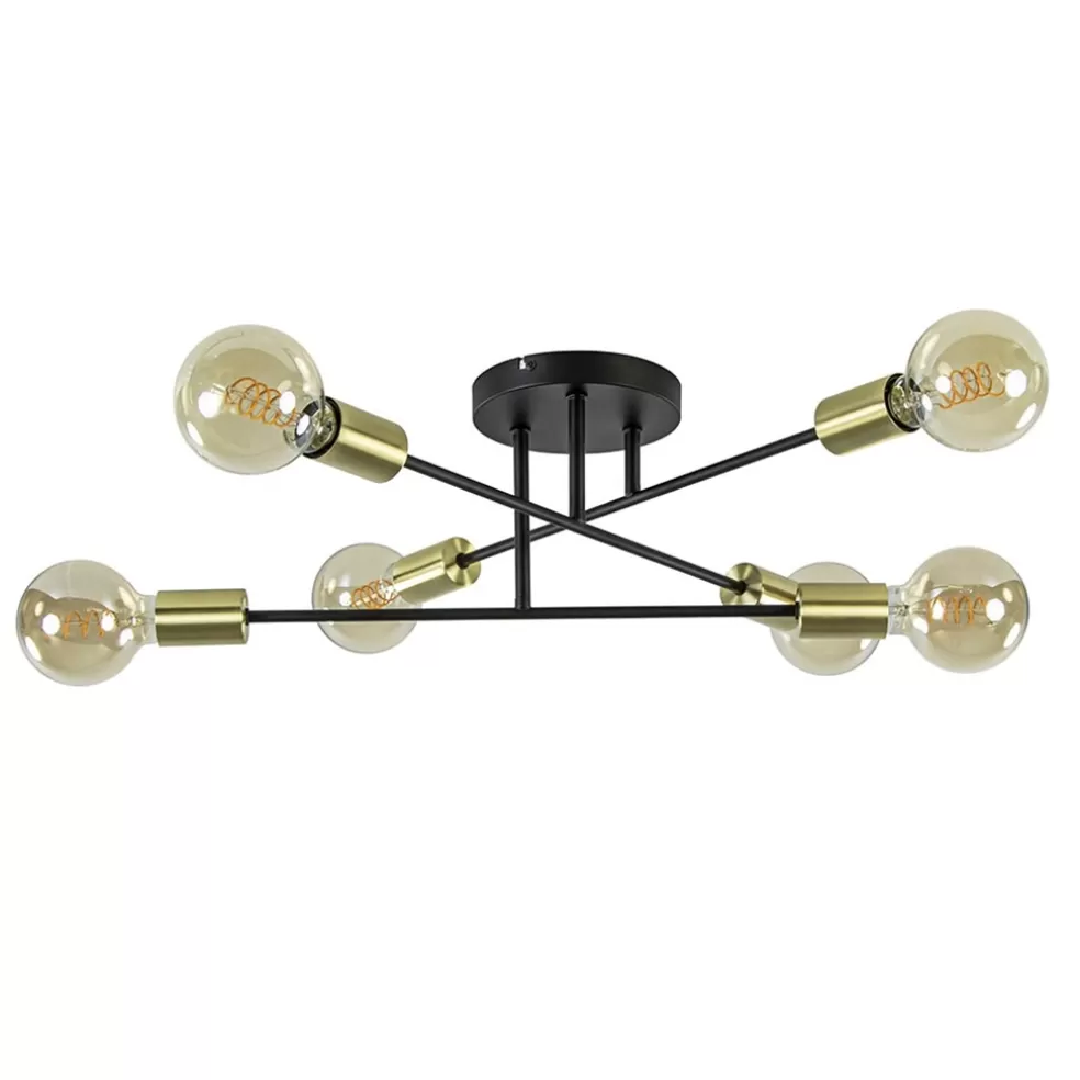 Discount Straluma Plafondlamp Sticks 6L zwart/goud