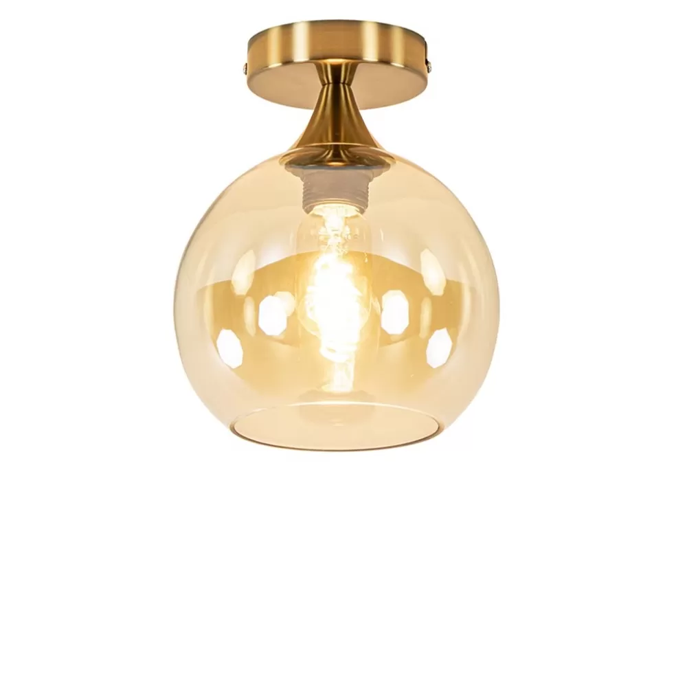 Discount Straluma Plafondlamp toilet goud met amber glas