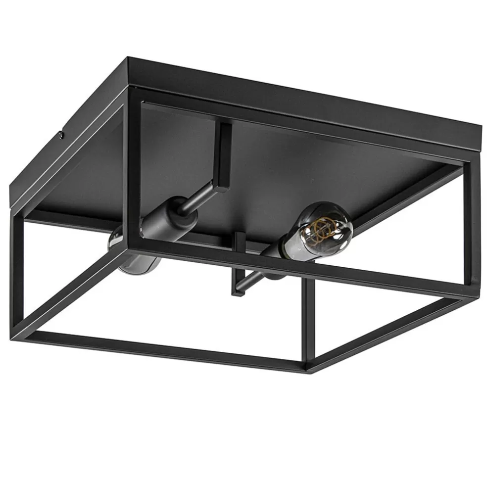 Shop Straluma Plafondlamp vierkant zwart open frame