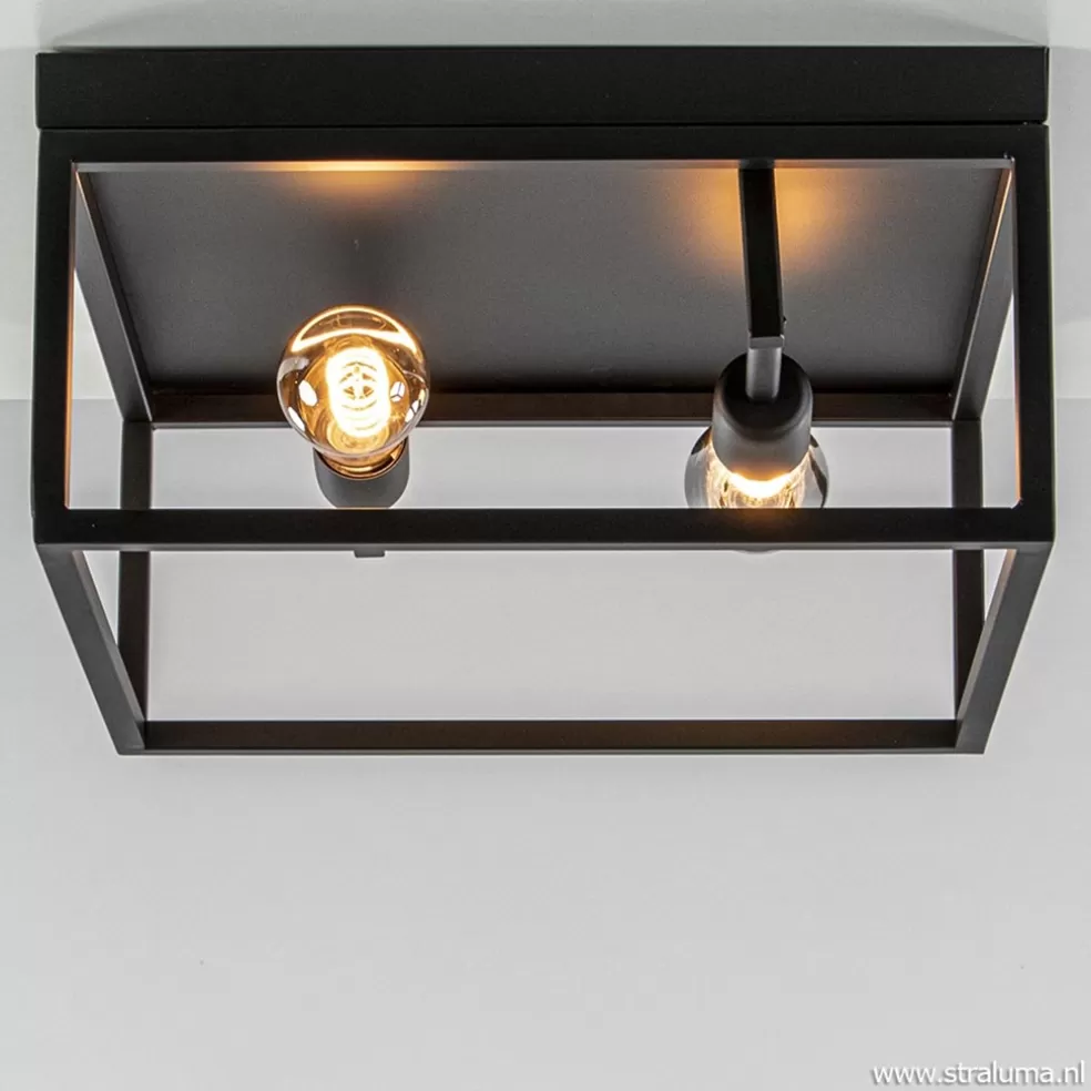 Shop Straluma Plafondlamp vierkant zwart open frame