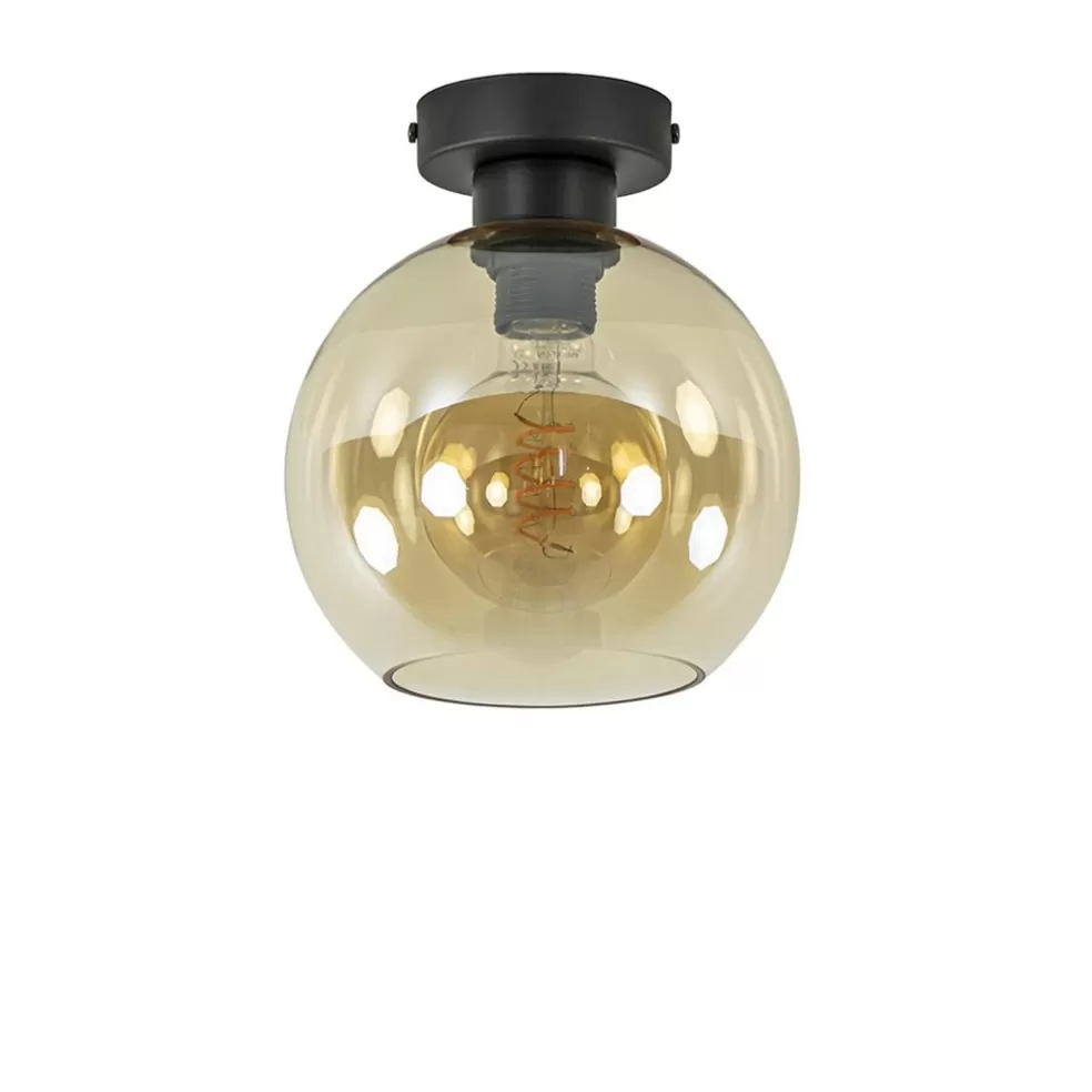 Discount Straluma Plafondlamp zwart met amber glas 20 cm