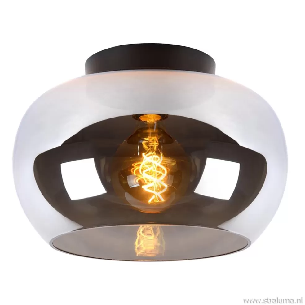 Sale Straluma Plafondlamp zwart met smoke glas