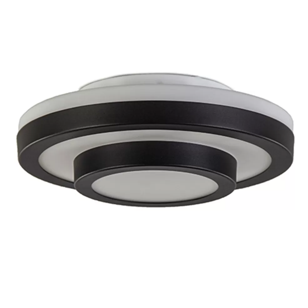 Outlet Straluma Plafonnière Master zwart+opaal glas IP44