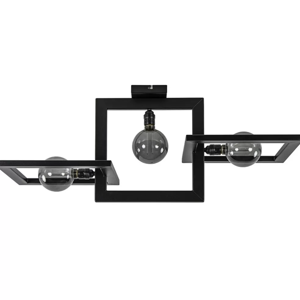 Outlet Straluma Rechthoekige plafondlamp triple square mat zwart