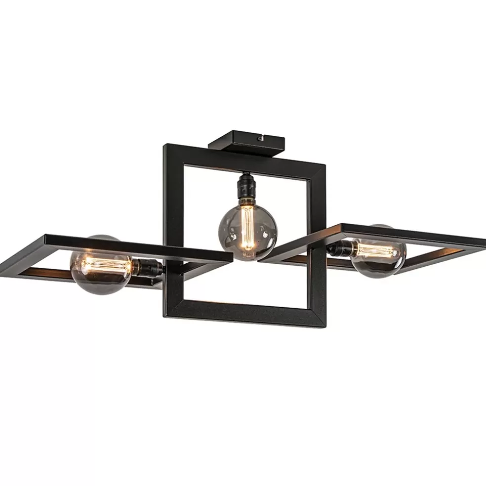 Outlet Straluma Rechthoekige plafondlamp triple square mat zwart