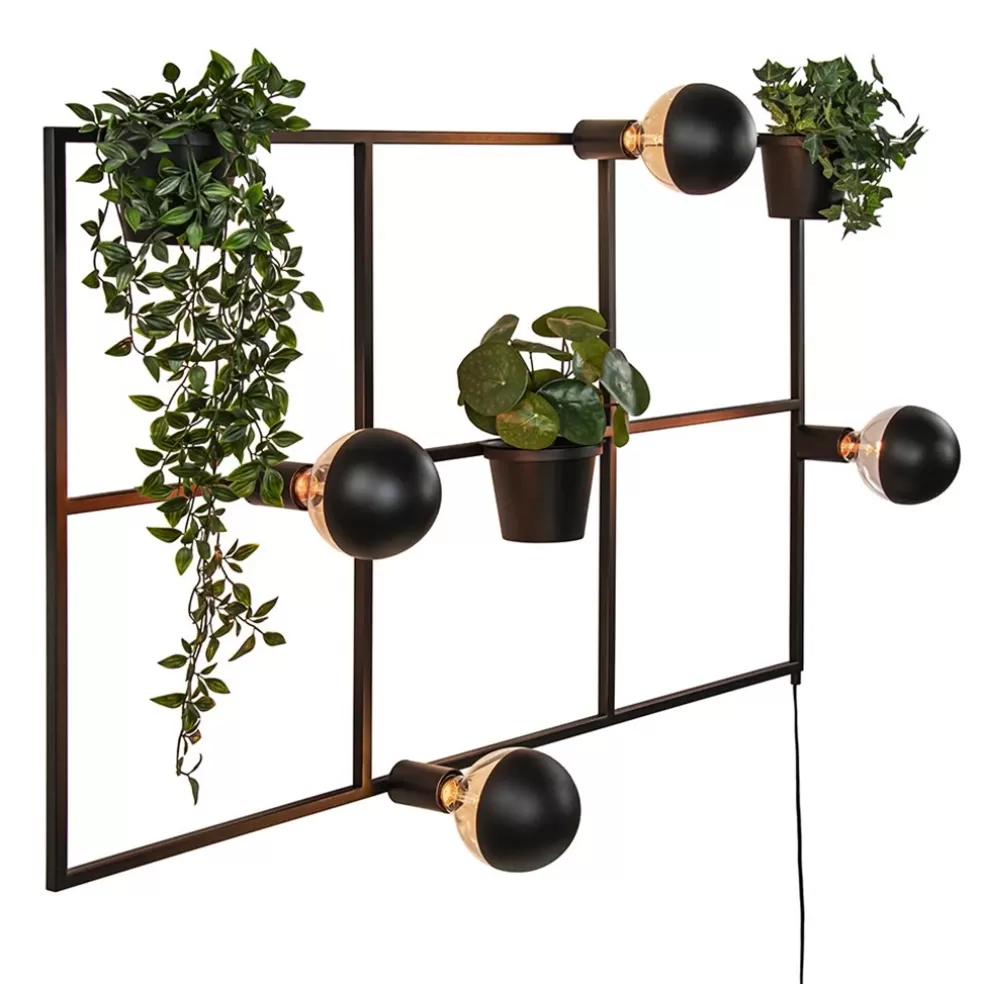 Flash Sale Straluma Rechthoekige wandlamp zwart frame met plantenpotten